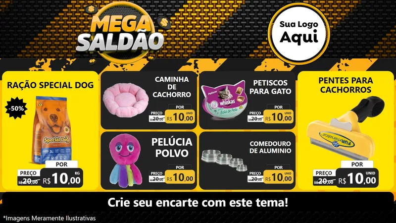 Modelo de TV para TV Horizontal com o tema Mega Saldão para Pet Shop