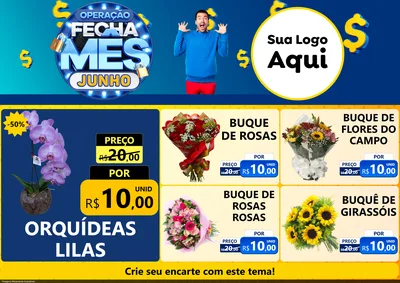 Modelo de Encarte para Encarte A4 Horizontal com o tema Operação Fecha Mês, Junho para Floricultura e jardim