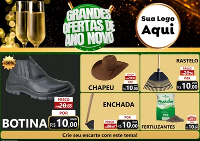 Modelo de Encarte para Encarte A4 Horizontal com o tema Grandes Ofertas de Ano Novo para Agropecuária