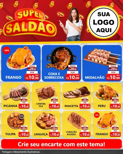 Modelo de Rede Social para Feed Instagram com o tema Super Saldão para Assados
