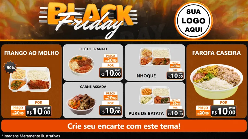 Modelo de TV para TV Horizontal com o tema Black Friday para Restaurante