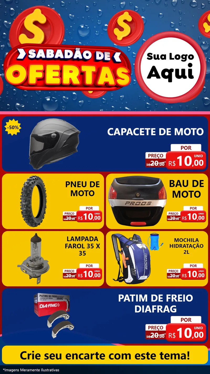 Modelo de TV para TV Vertical com o tema Sabadão de Ofertas para Moto peças