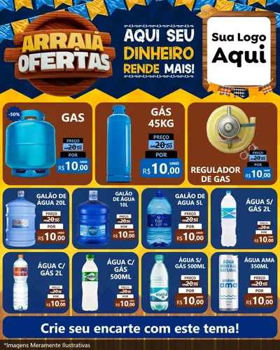 Modelo de Rede Social para Feed Instagram com o tema Arraiá de Ofertas - Junina para Água e gás