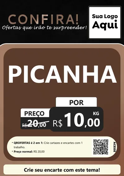 Modelo de Cartaz para Cartaz A4 Vertical com o tema Confira! Ofertas que irão te surpreender! para Açougue