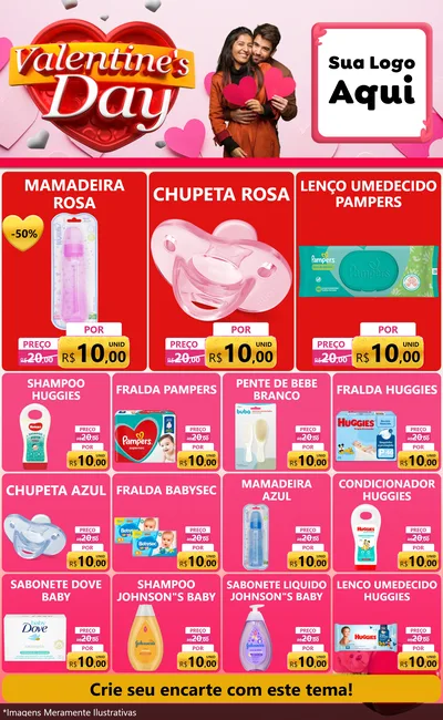 Modelo de Encarte para Encarte Grande com o tema Valentine's Day para Bebês