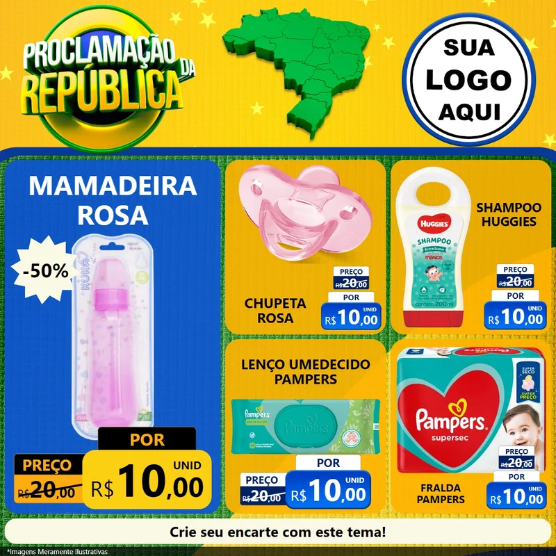 Modelo de Rede Social para Feed Facebook com o tema Proclamação da República para Bebês