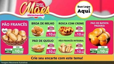Modelo de TV para TV Horizontal com o tema Show das Mães - Ofertas Especiais para Padaria