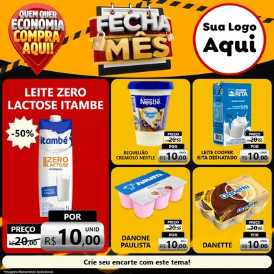Modelo de Rede Social para Feed Facebook com o tema Fecha Mês para Frios e Laticínios
