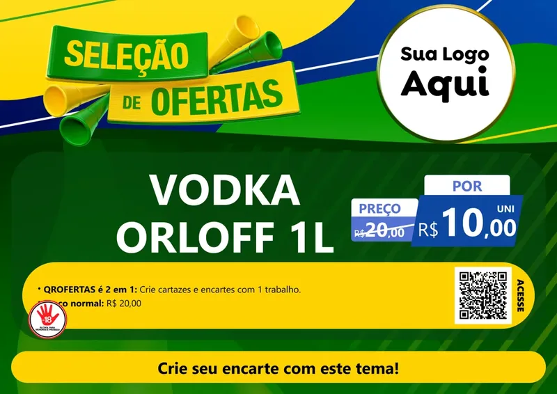 Modelo de Cartaz para Cartaz A4 Horizontal com o tema Seleção de Ofertas - Copa para Distribuidora de bebidas