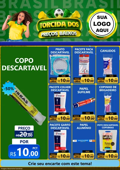 Modelo de Encarte para Encarte A4 Vertical com o tema Torcida dos Preços Baixos para Embalagens