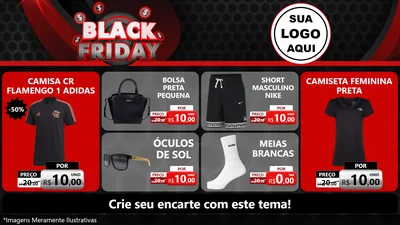 Modelo de TV para TV Horizontal com o tema Black Friday para Roupas e acessórios