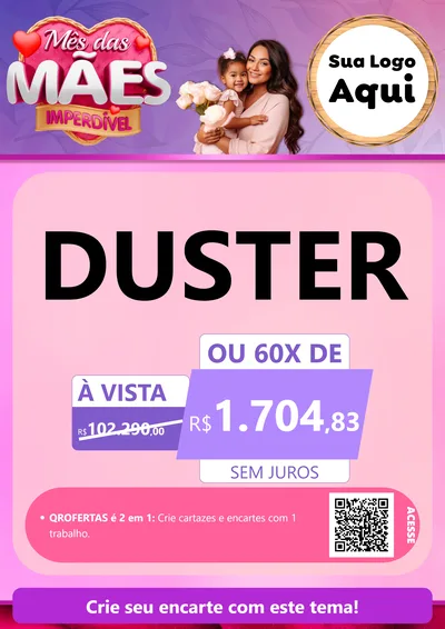 Modelo de Cartaz para Cartaz A4 Vertical com o tema Mês das Mães Imperdível para Concessionaria de Carros