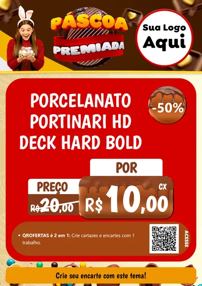 Modelo de Cartaz para Cartaz A4 Vertical com o tema Páscoa Premiada para Pisos e revestimentos