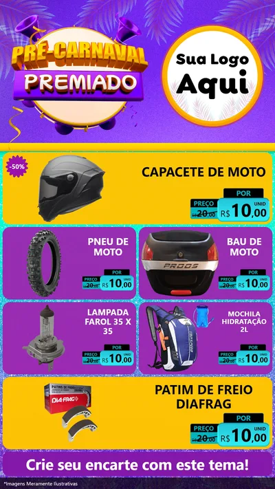 Modelo de TV para TV Vertical com o tema Pré-Carnaval Premiado para Moto peças