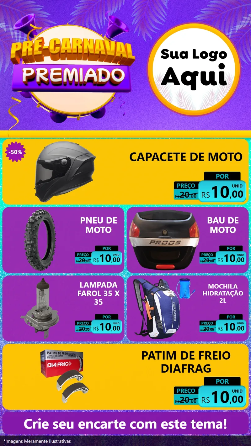 Modelo de TV para TV Vertical com o tema Pré-Carnaval Premiado para Moto peças
