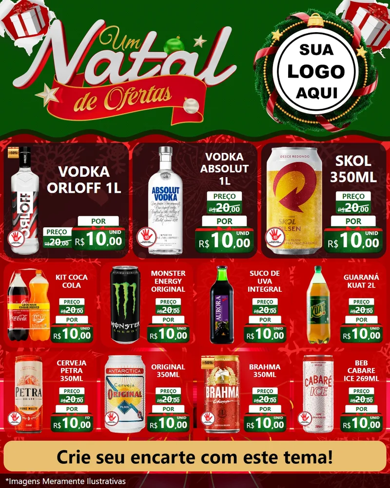 Modelo de Rede Social para Feed Instagram com o tema Um Natal de Ofertas para Distribuidora de bebidas