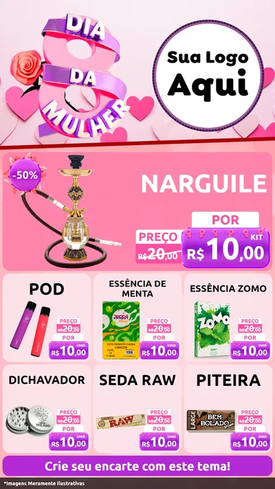 Modelo de Rede Social para Stories com o tema Dia da Mulher para Tabacaria