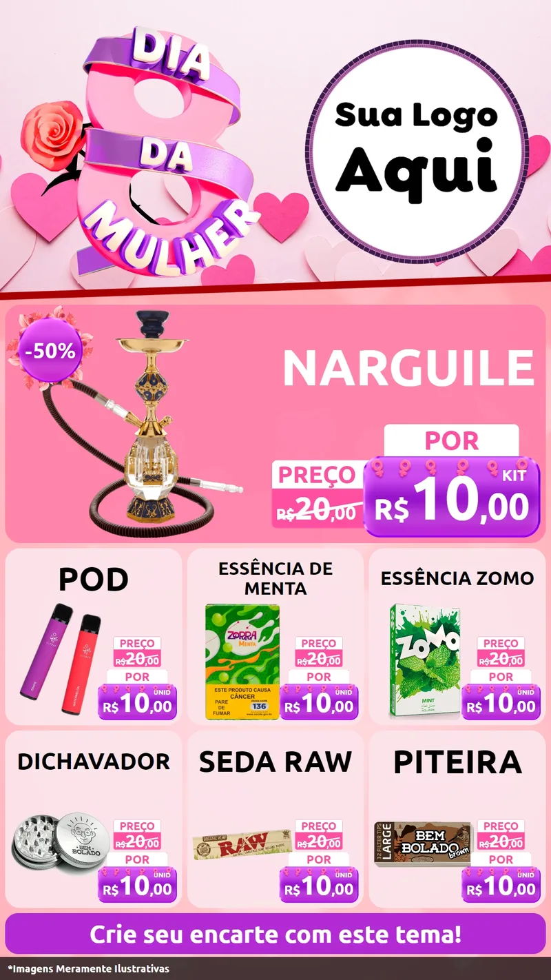 Modelo de Rede Social para Stories com o tema Dia da Mulher para Tabacaria