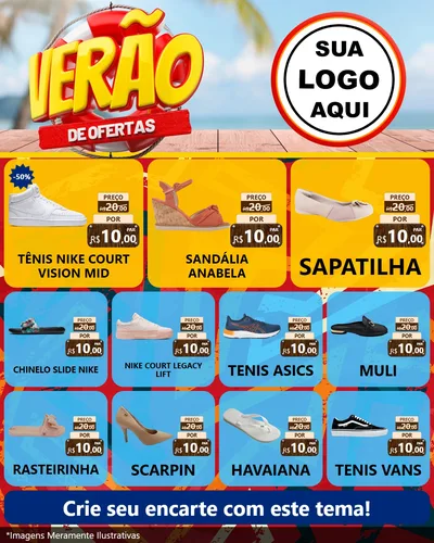 Modelo de Rede Social para Feed Instagram com o tema Verão de Ofertas para Calçados