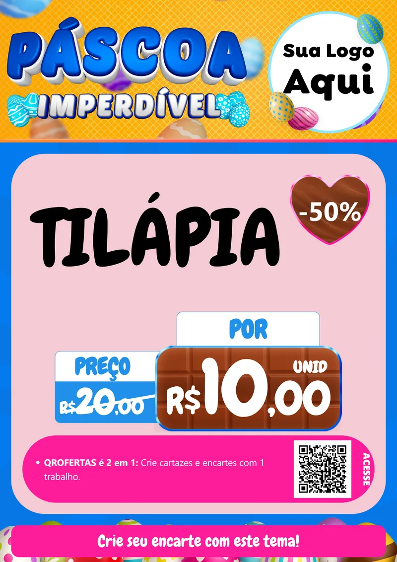 Modelo de Cartaz para Cartaz A4 Vertical com o tema Páscoa Imperdível para Peixaria