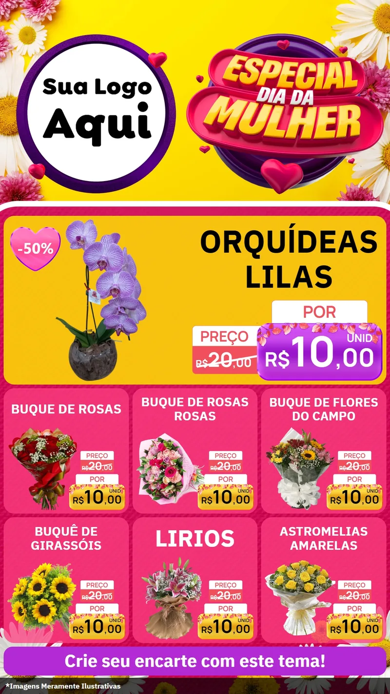 Modelo de Rede Social para Stories com o tema Especial Dia da Mulher para Floricultura e jardim