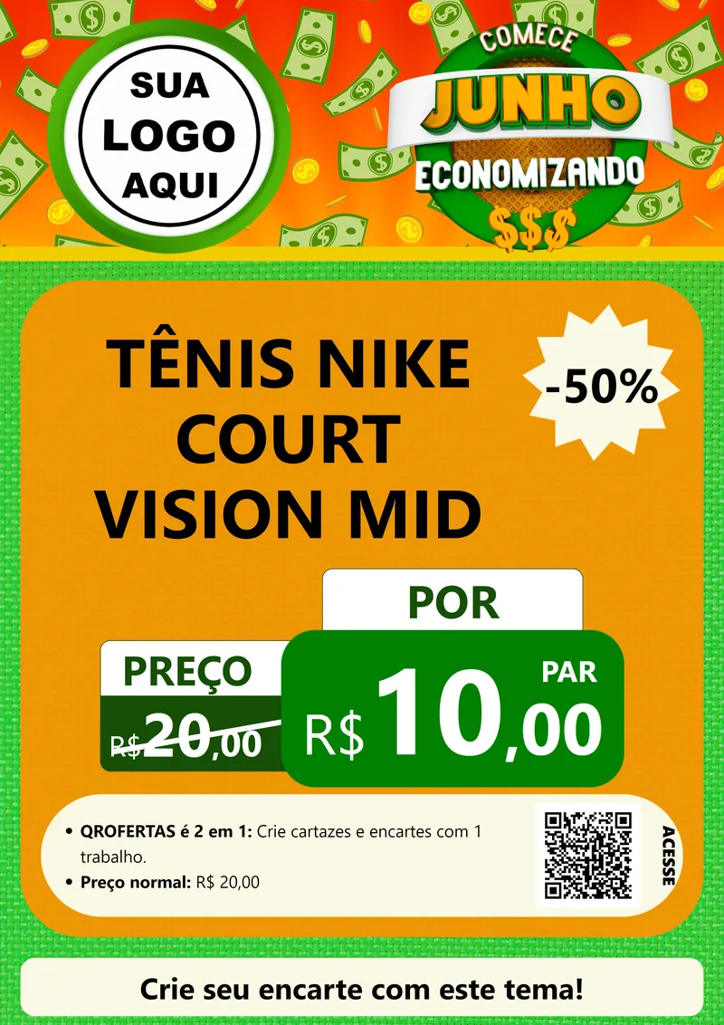 Modelo de Cartaz para Cartaz A4 Vertical com o tema Comece Junho Economizando para Calçados