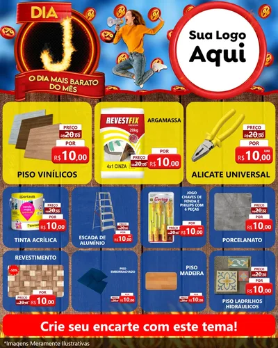 Modelo de Rede Social para Feed Instagram com o tema Dia J - O Dia Mais Barato Do Mês para Material para Construção