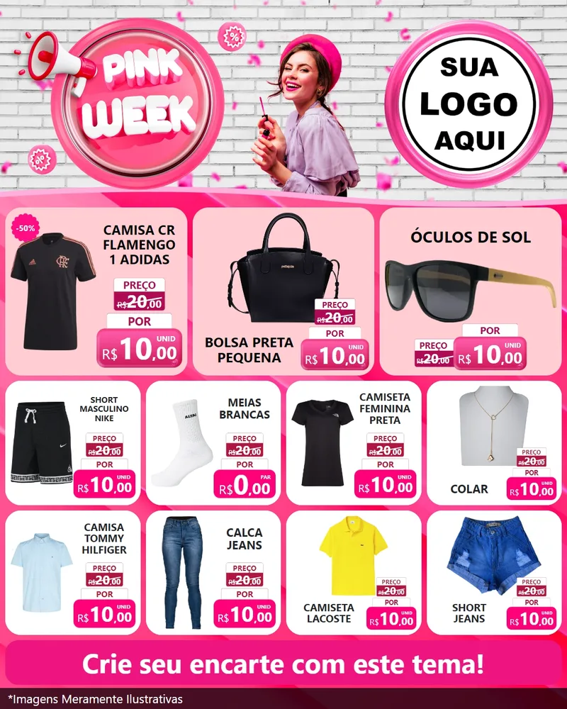 Modelo de Rede Social para Feed Instagram com o tema Pink Week para Roupas e acessórios
