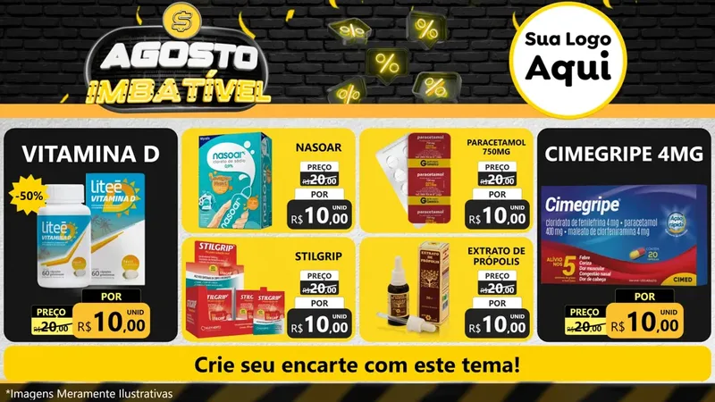Modelo de TV para TV Horizontal com o tema Agosto Imbatível para Farmácia