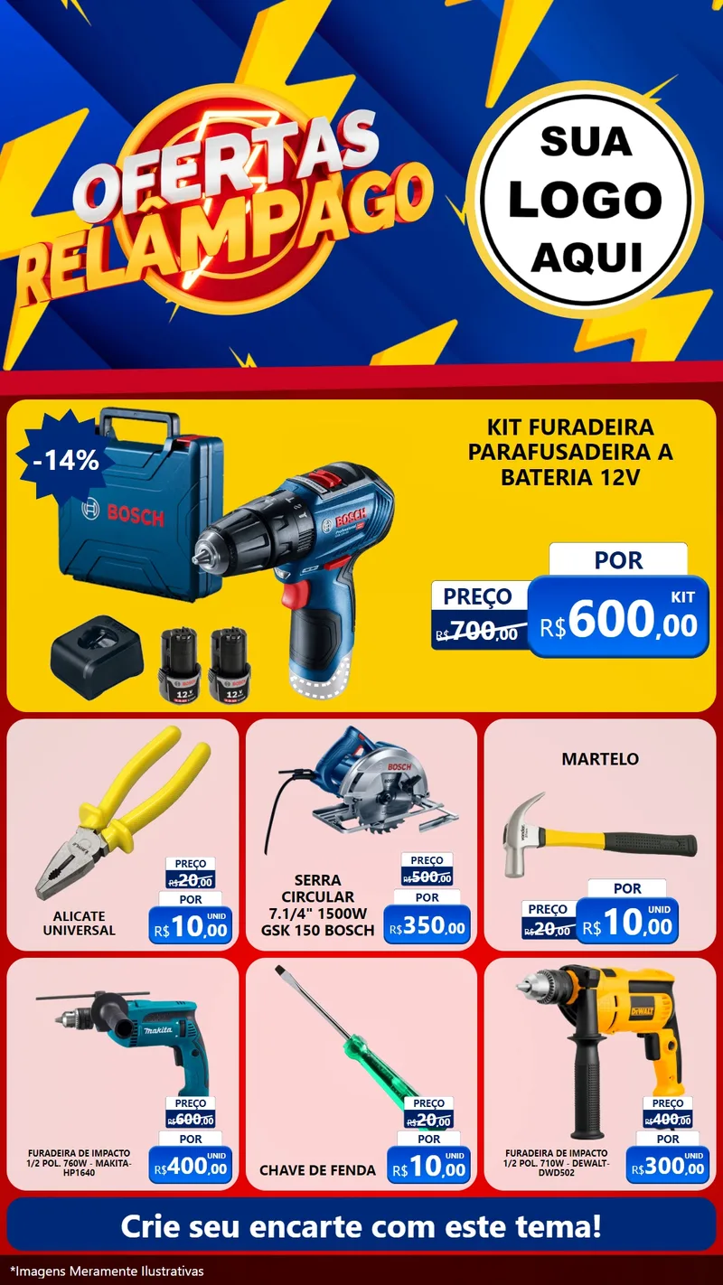 Modelo de Rede Social para Stories com o tema Ofertas Relâmpago para Maquinas e Ferramentas