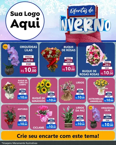 Modelo de Rede Social para Feed Instagram com o tema Ofertas de Inverno para Floricultura e jardim