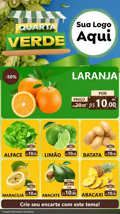 Modelo de Rede Social para Stories com o tema Quarta Verde para Hortifrúti