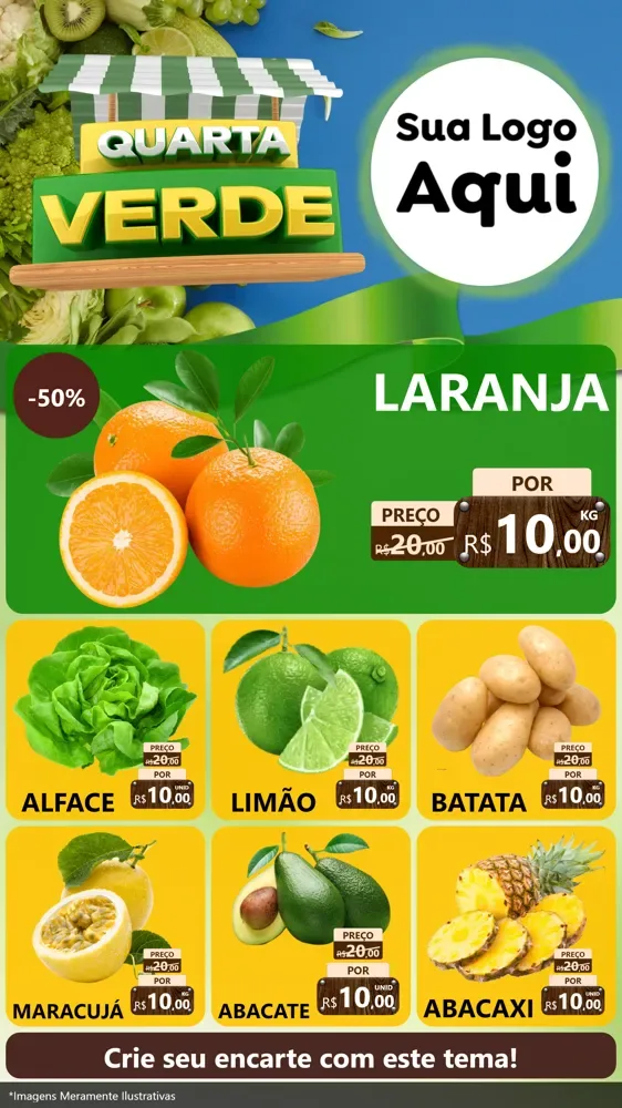 Modelo de Rede Social para Stories com o tema Quarta Verde para Hortifrúti