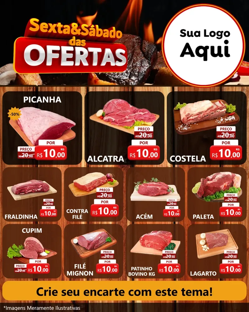 Modelo de Rede Social para Feed Instagram com o tema Sexta e Sábado das Ofertas para Açougue