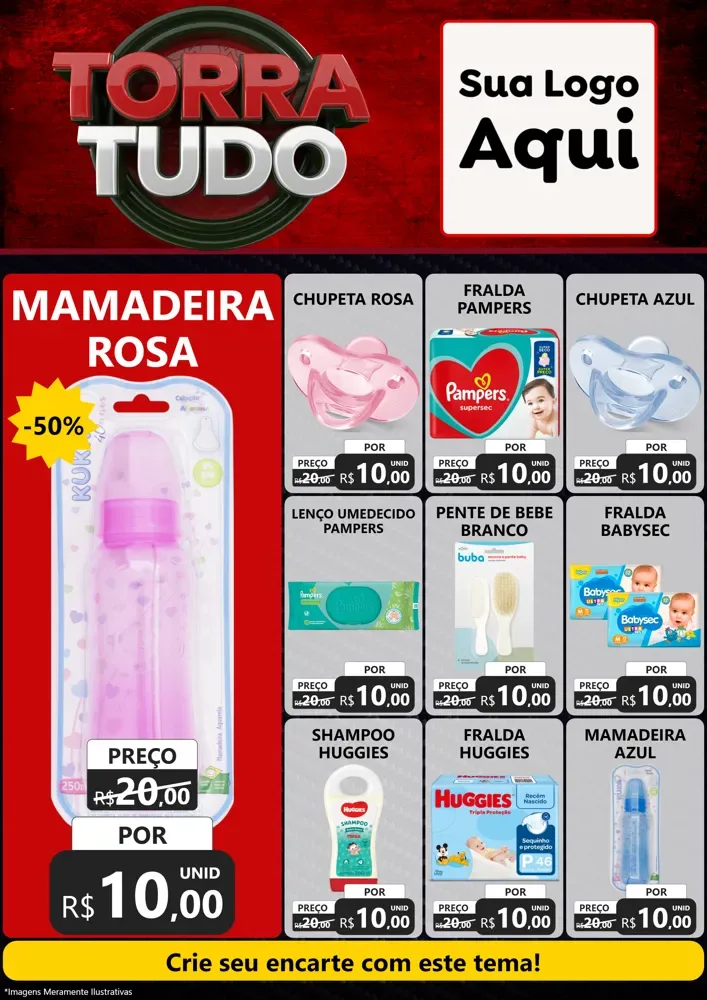 Modelo de Encarte para Encarte A4 Vertical com o tema Torra Tudo para Bebês