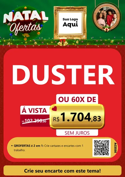 Modelo de Cartaz para Cartaz A4 Vertical com o tema Natal de Ofertas para Concessionaria de Carros