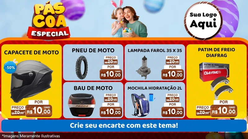 Modelo de TV para TV Horizontal com o tema Páscoa Especial para Moto peças