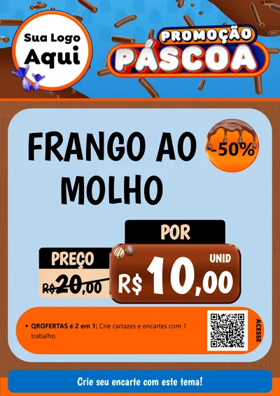 Modelo de Cartaz para Cartaz A4 Vertical com o tema Promoção Páscoa para Restaurante
