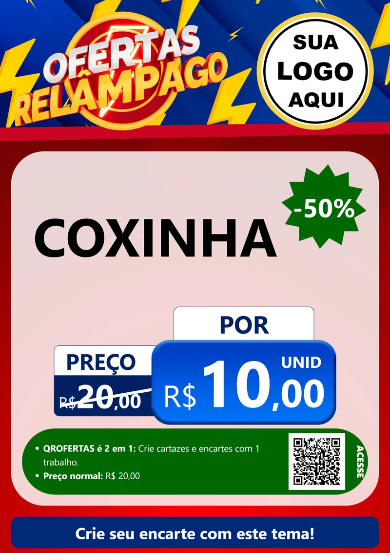 Modelo de Cartaz para Cartaz A4 Vertical com o tema Ofertas Relâmpago para Salgadaria