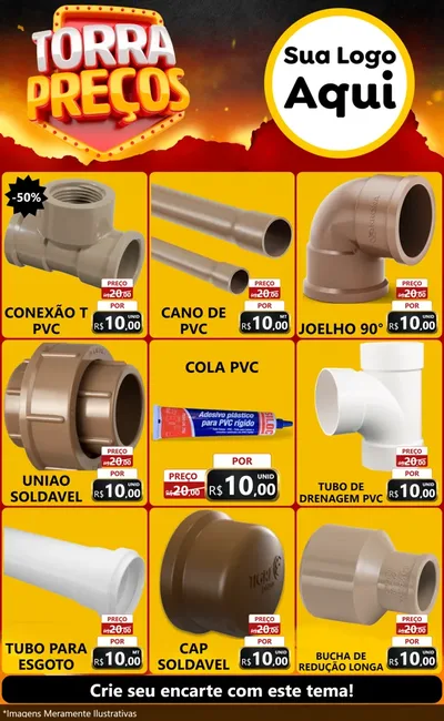 Modelo de Encarte para Encarte Grande com o tema Torra Preços para Tubos e conexões