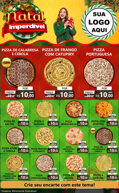 Modelo de Encarte para Encarte Grande com o tema Natal Imperdível para Pizzaria