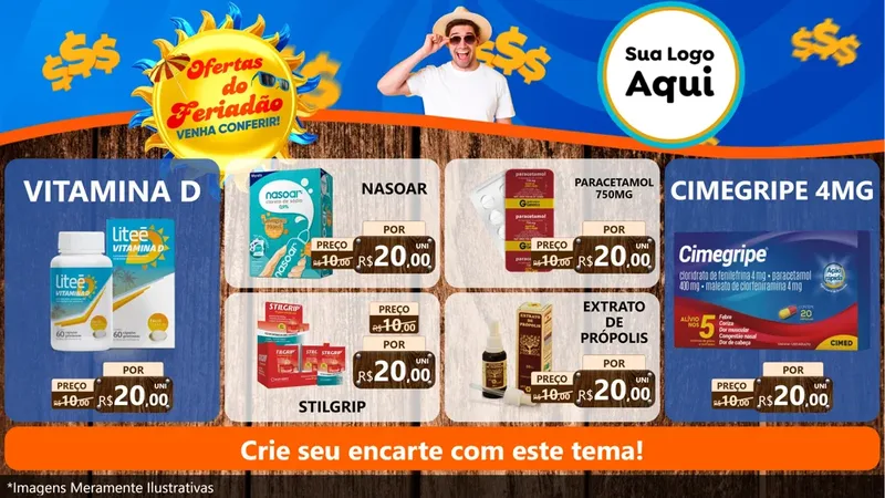 Modelo de TV para TV Horizontal com o tema Ofertas do Feriadão para Farmácia