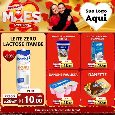 Modelo de Rede Social para Feed Facebook com o tema Semana das Mães Premiada para Frios e Laticínios