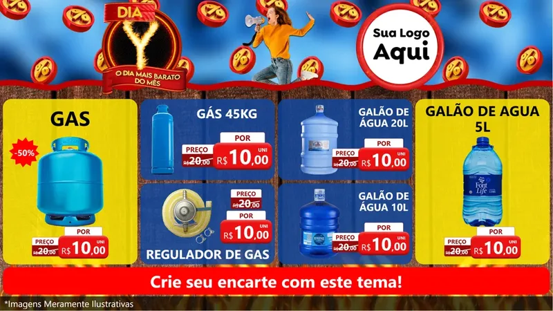 Modelo de TV para TV Horizontal com o tema Dia Y - O Dia Mais Barato Do Mês para Água e gás