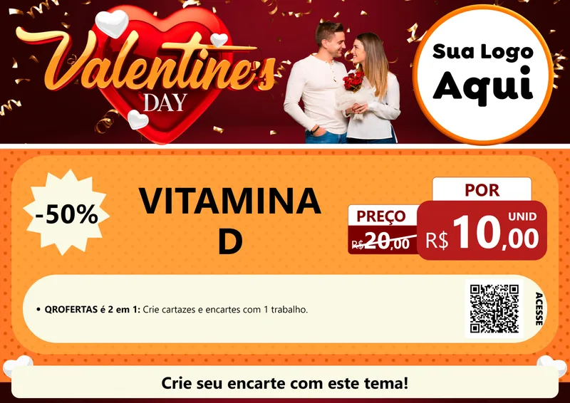 Modelo de Cartaz para Cartaz A4 Horizontal com o tema Valentine's Day para Farmácia