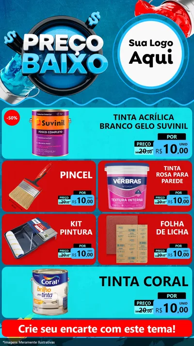 Modelo de TV para TV Vertical com o tema Preço Baixo - Tintas para Tintas e Ferramentas
