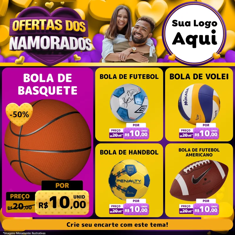 Modelo de Rede Social para Feed Facebook com o tema Oferta Dos Namorados para Artigos Esportivos