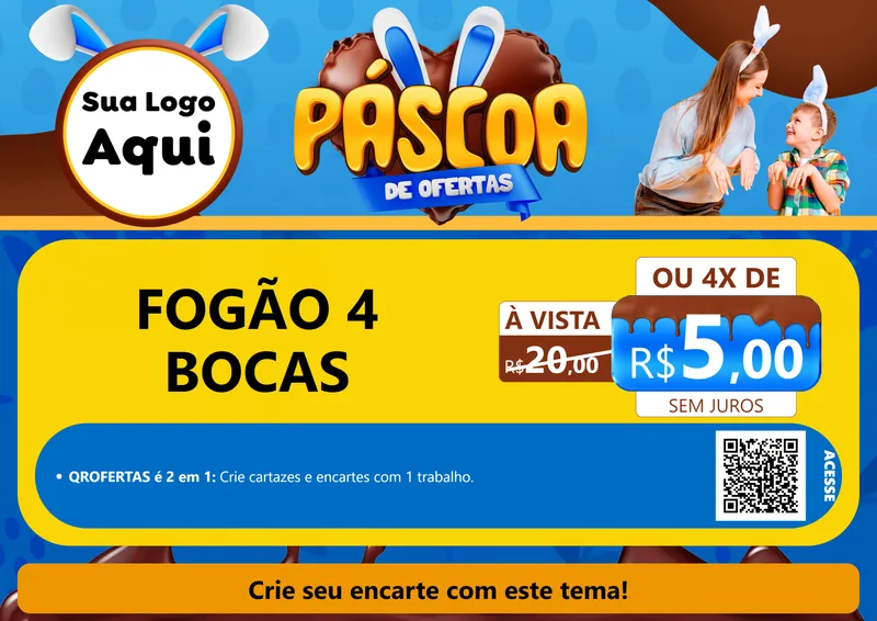 Modelo de Cartaz para Cartaz A4 Horizontal com o tema Páscoa de Ofertas para Móveis e Eletro