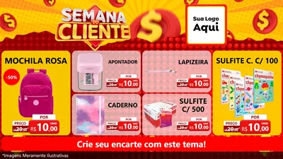 Modelo de TV para TV Horizontal com o tema Semana do Cliente para Papelaria