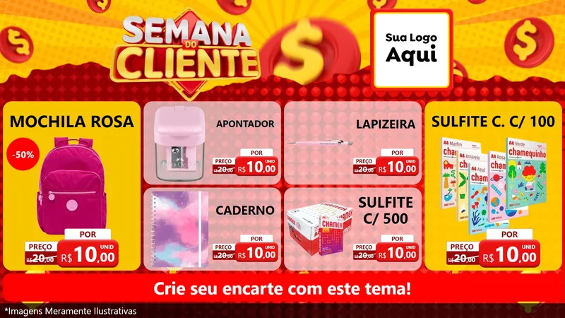Modelo de TV para TV Horizontal com o tema Semana do Cliente para Papelaria